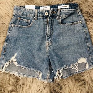 High rise denim shorts